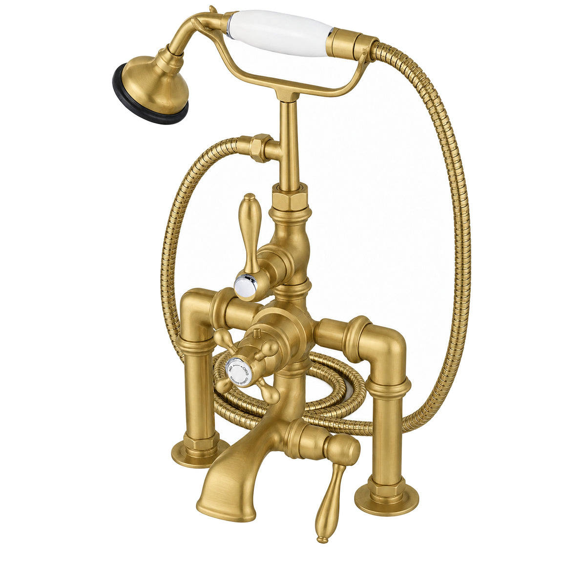 British Telephone Thermostatic Faucet w/ Handheld P0891 | Strom Living Raw Brass - Tub Fillers