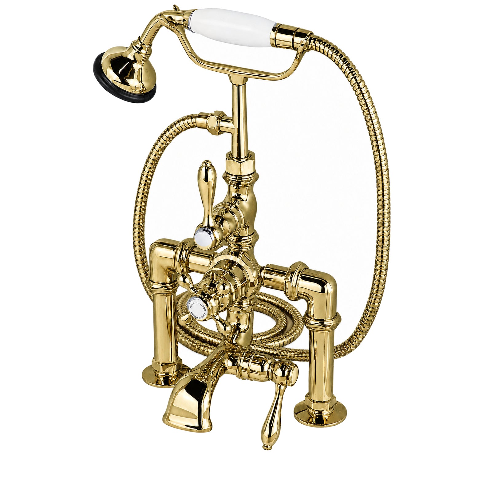 British Telephone Thermostatic Faucet w/ Handheld P0891 | Strom Living Supercoat Brass - Tub Fillers