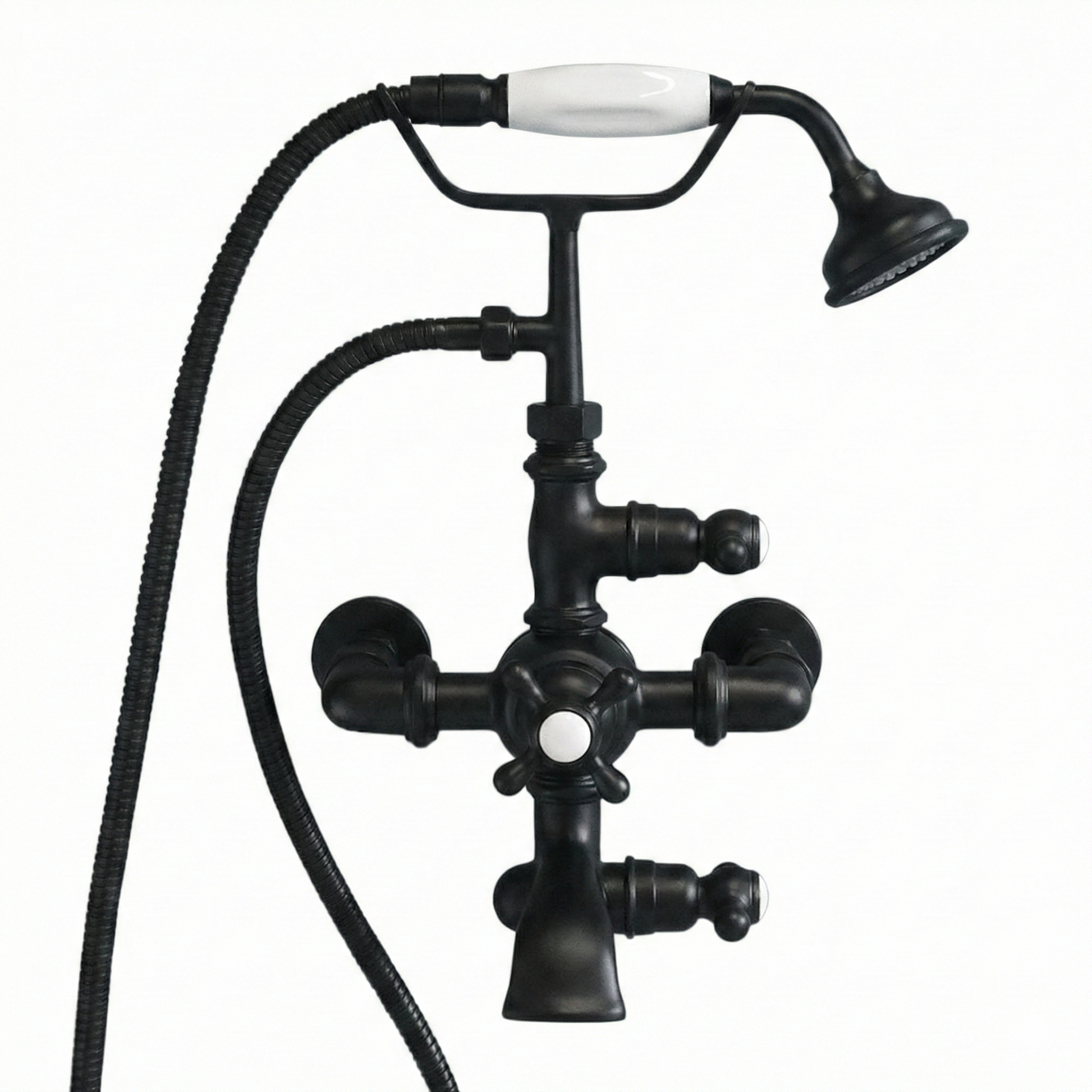 Thermostatic Wall Mount Tub Faucet w/ Handheld P0894 | Strom Living Satin Black - Tub Fillers