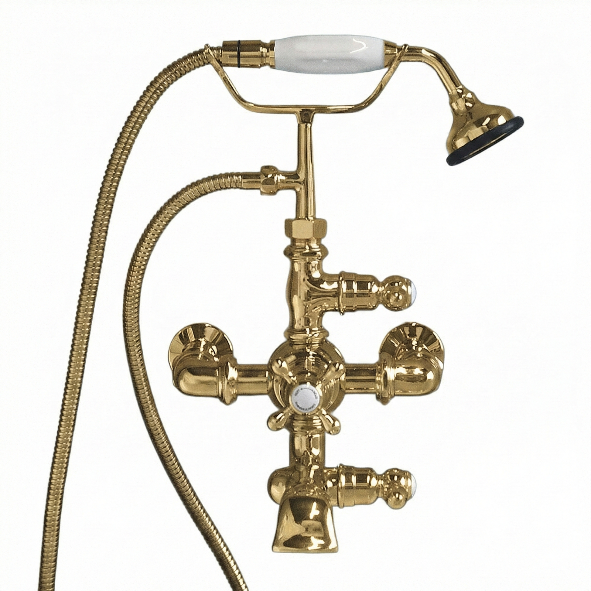 Thermostatic Wall Mount Tub Faucet w/ Handheld P0894 | Strom Living Polished Brass - Tub Fillers