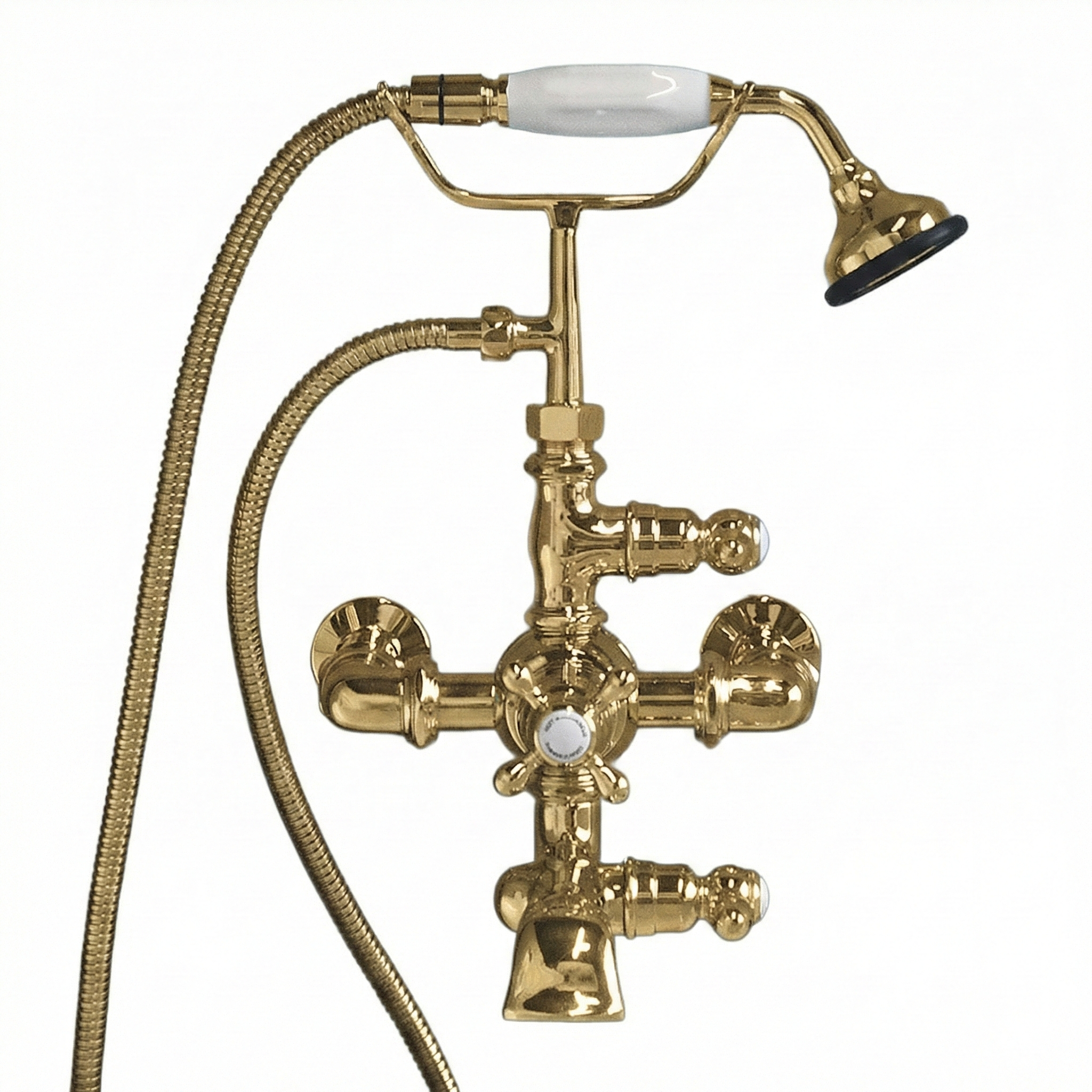 Thermostatic Wall Mount Tub Faucet w/ Handheld P0894 | Strom Living Polished Brass - Tub Fillers