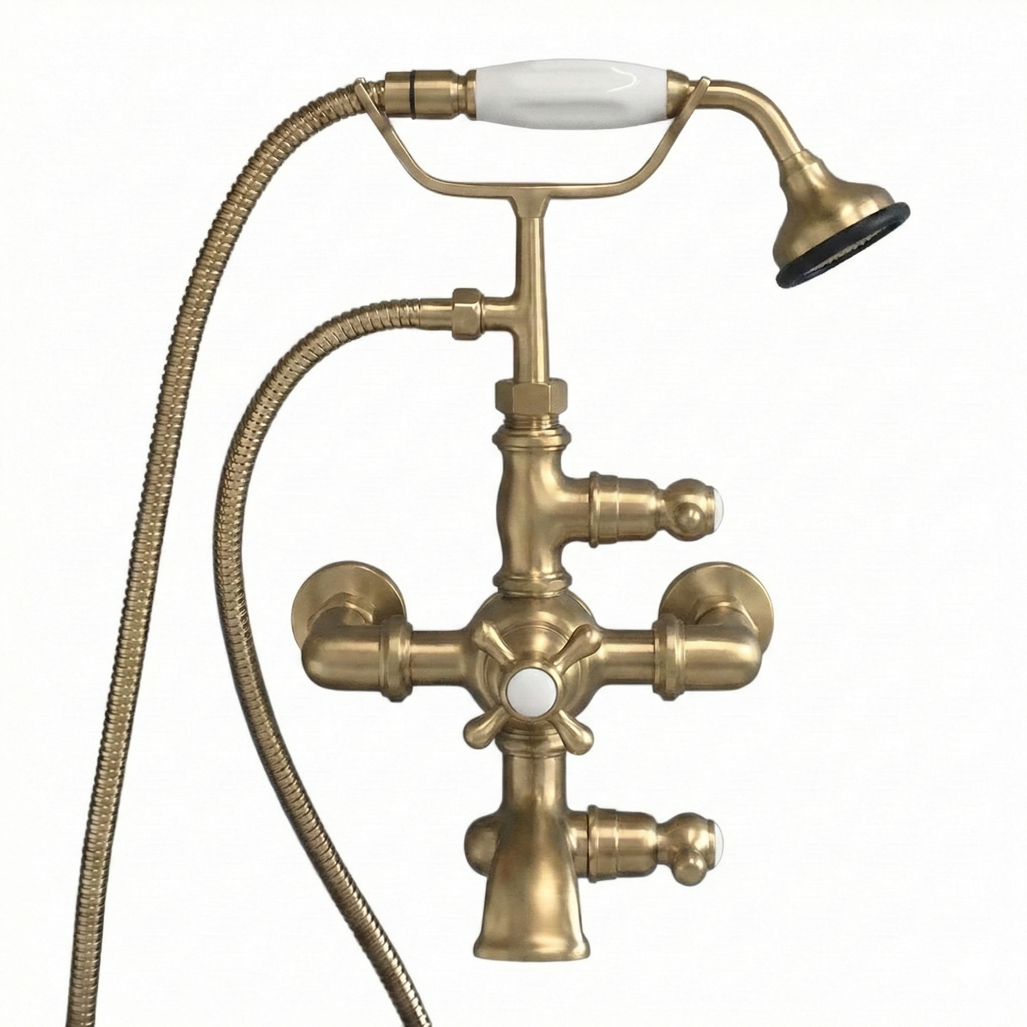 Thermostatic Wall Mount Tub Faucet w/ Handheld P0894 | Strom Living Raw Brass - Tub Fillers