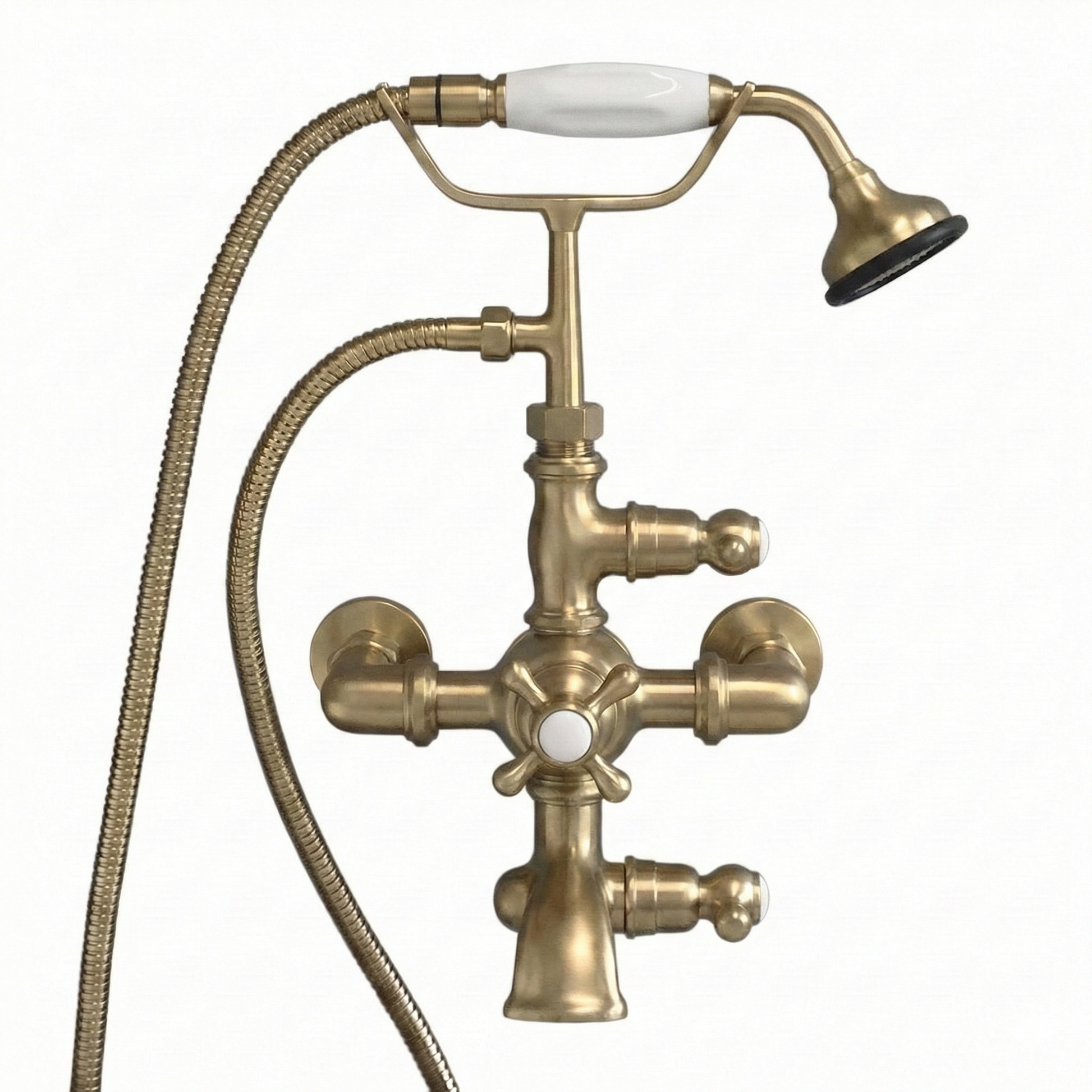 Thermostatic Wall Mount Tub Faucet w/ Handheld P0894 | Strom Living Satin Brass - Tub Fillers
