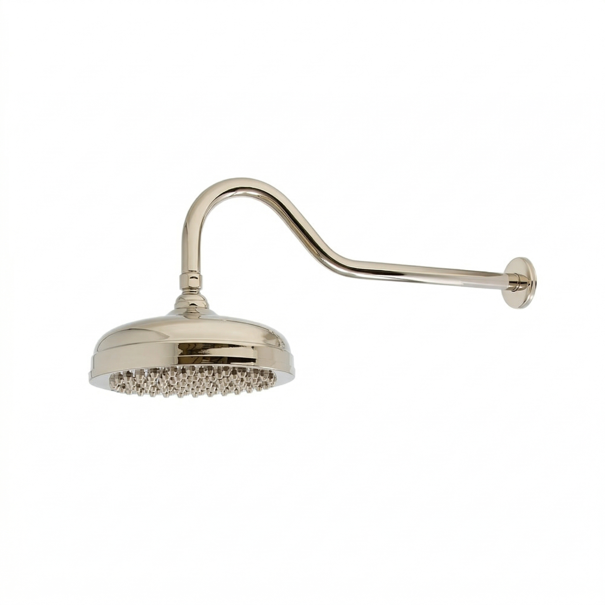 Strom Living Gooseneck Showerhead 8" Diameter with 2.5 GPM Polished Nickel - Shower Components