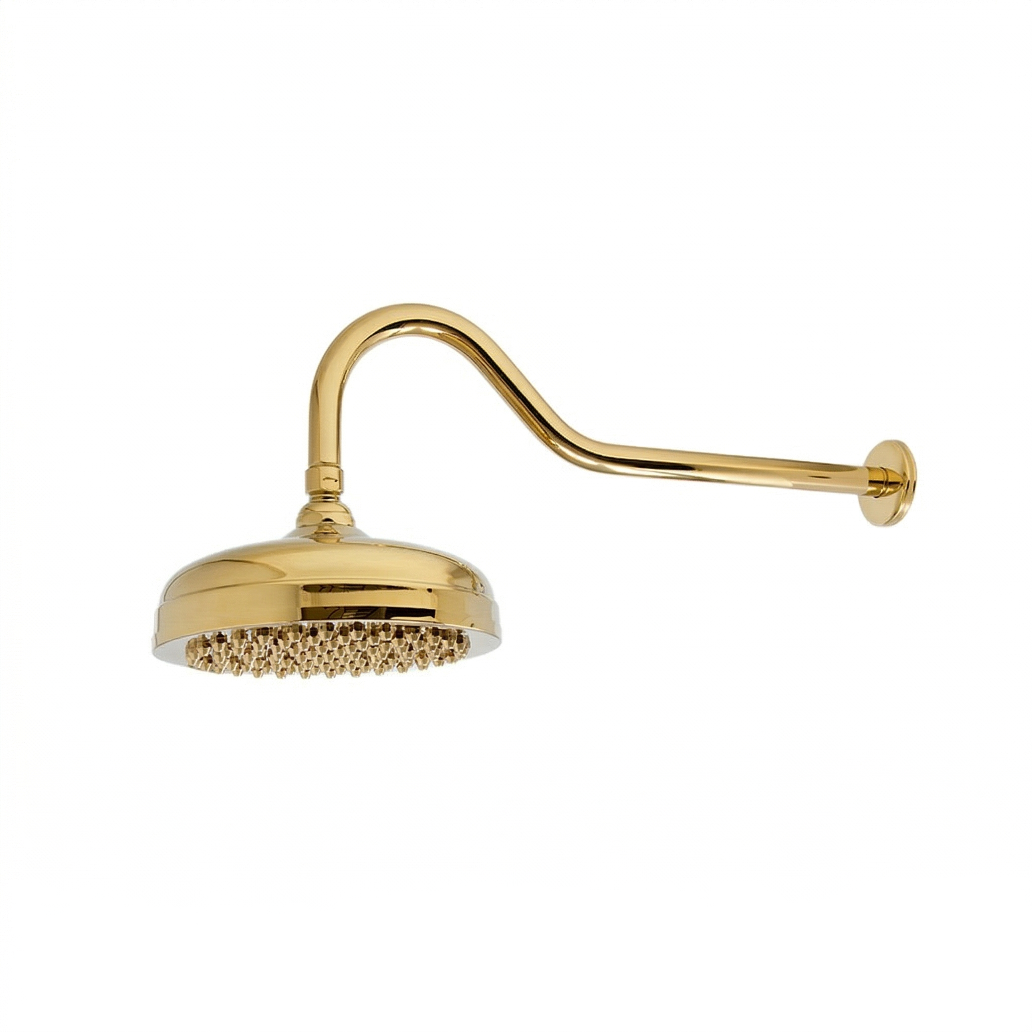Strom Living Gooseneck Showerhead 8" Diameter with 2.5 GPM Polished Brass - Shower Components