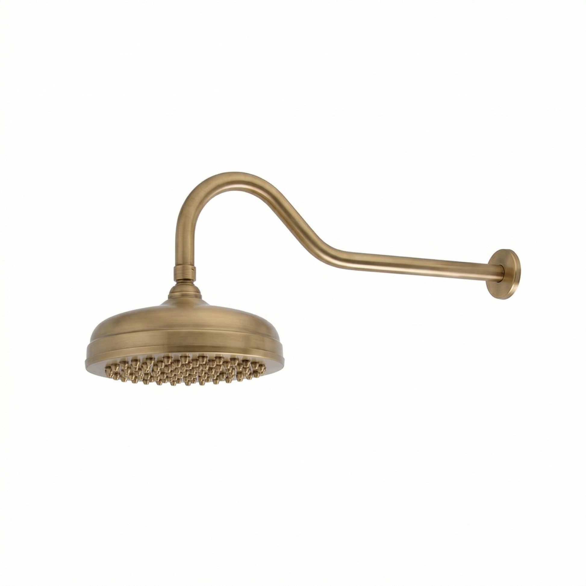 Strom Living Gooseneck Showerhead 8" Diameter with 2.5 GPM Raw Brass - Shower Components