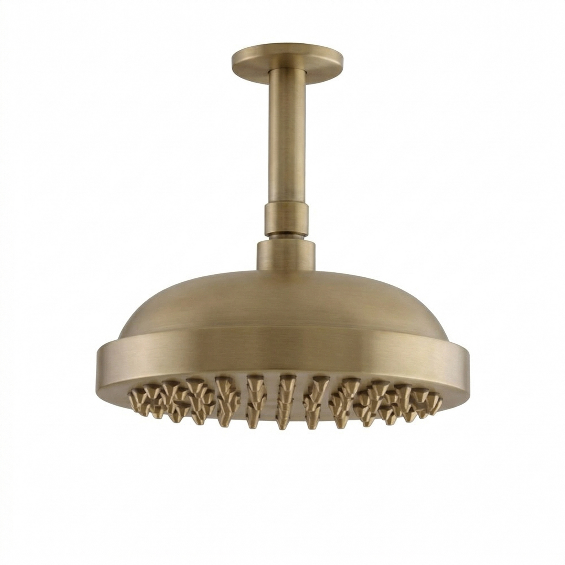 Strom Living Ceiling Mount 8" Shower Head with 4" Arm & Escutcheon Raw Brass - Shower Components