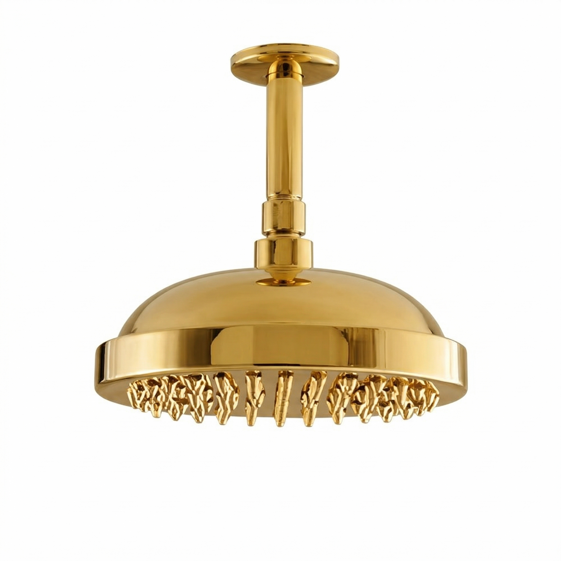 Strom Living Ceiling Mount 8" Shower Head with 4" Arm & Escutcheon Supercoat Brass - Shower Components