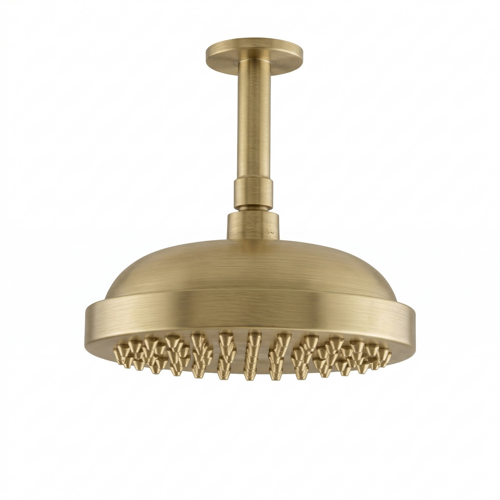 Strom Living Ceiling Mount 8" Shower Head with 4" Arm & Escutcheon Satin Brass - Shower Components