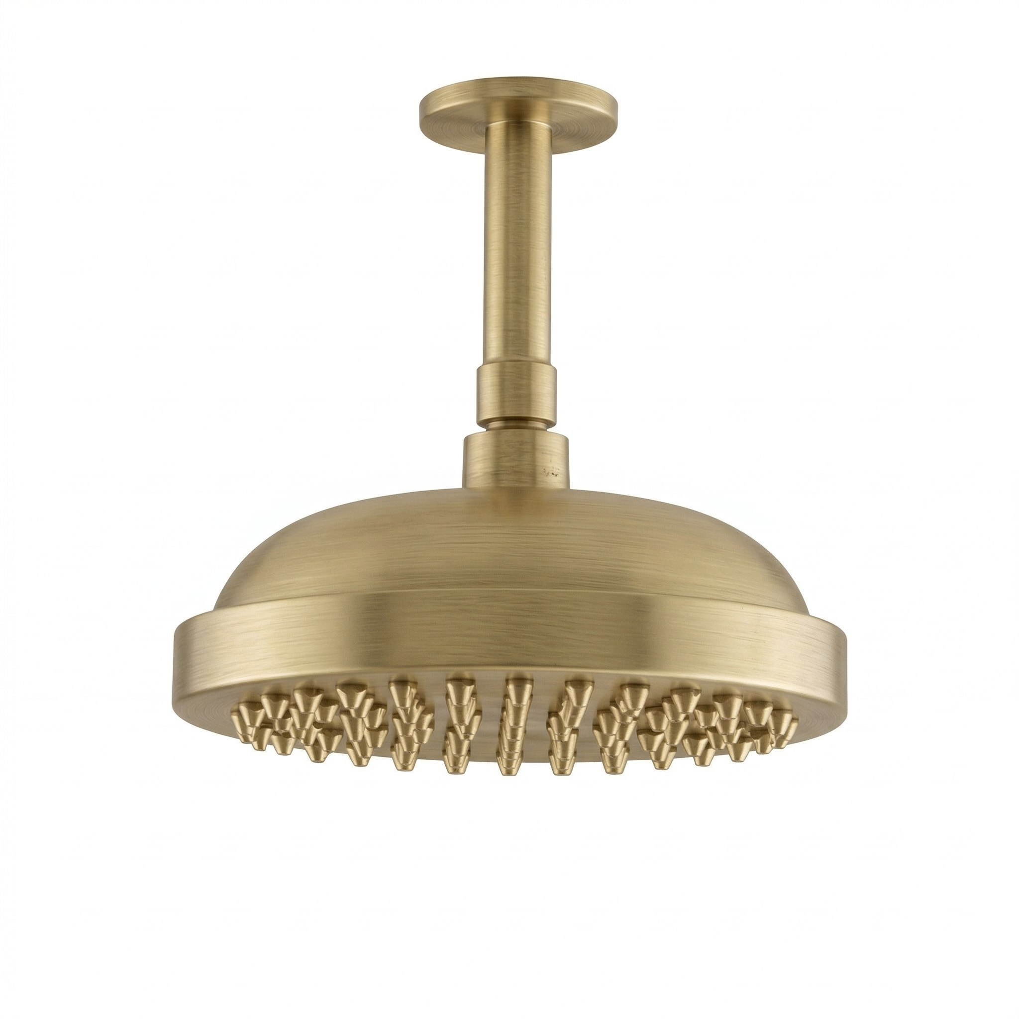 Strom Living Ceiling Mount 8" Shower Head with 4" Arm & Escutcheon Satin Brass - Shower Components