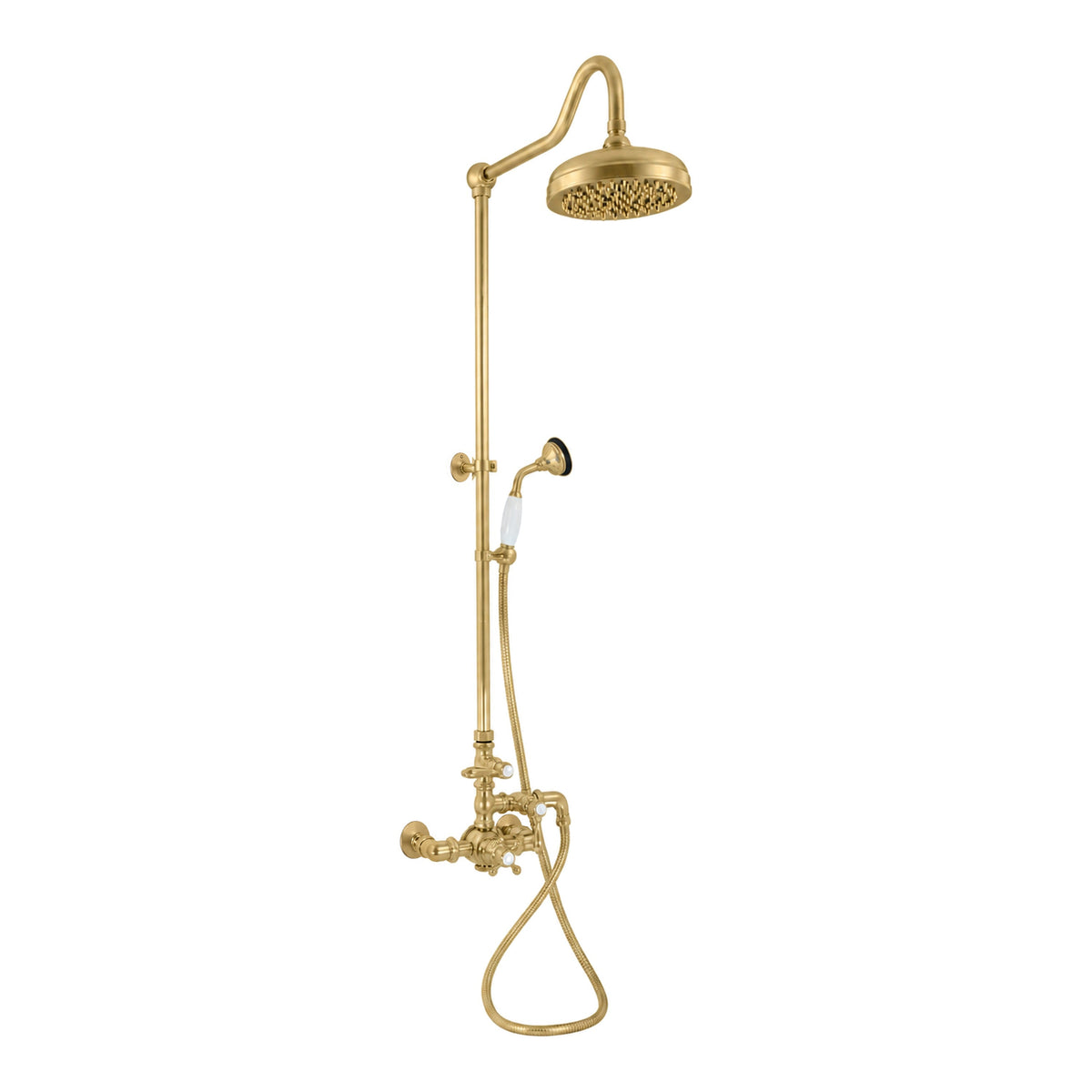 Exposed Thermostatic Shower and Handheld P0902 in Satin Brass