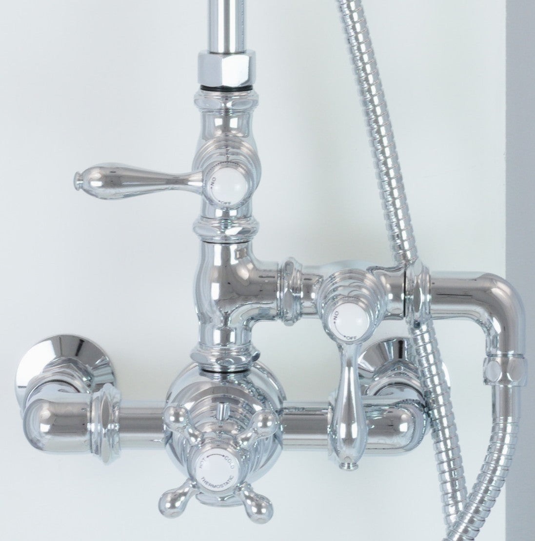 Exposed Thermostatic Shower System Wall Mounted with 1.75 GPM Handshower and Lever Handles