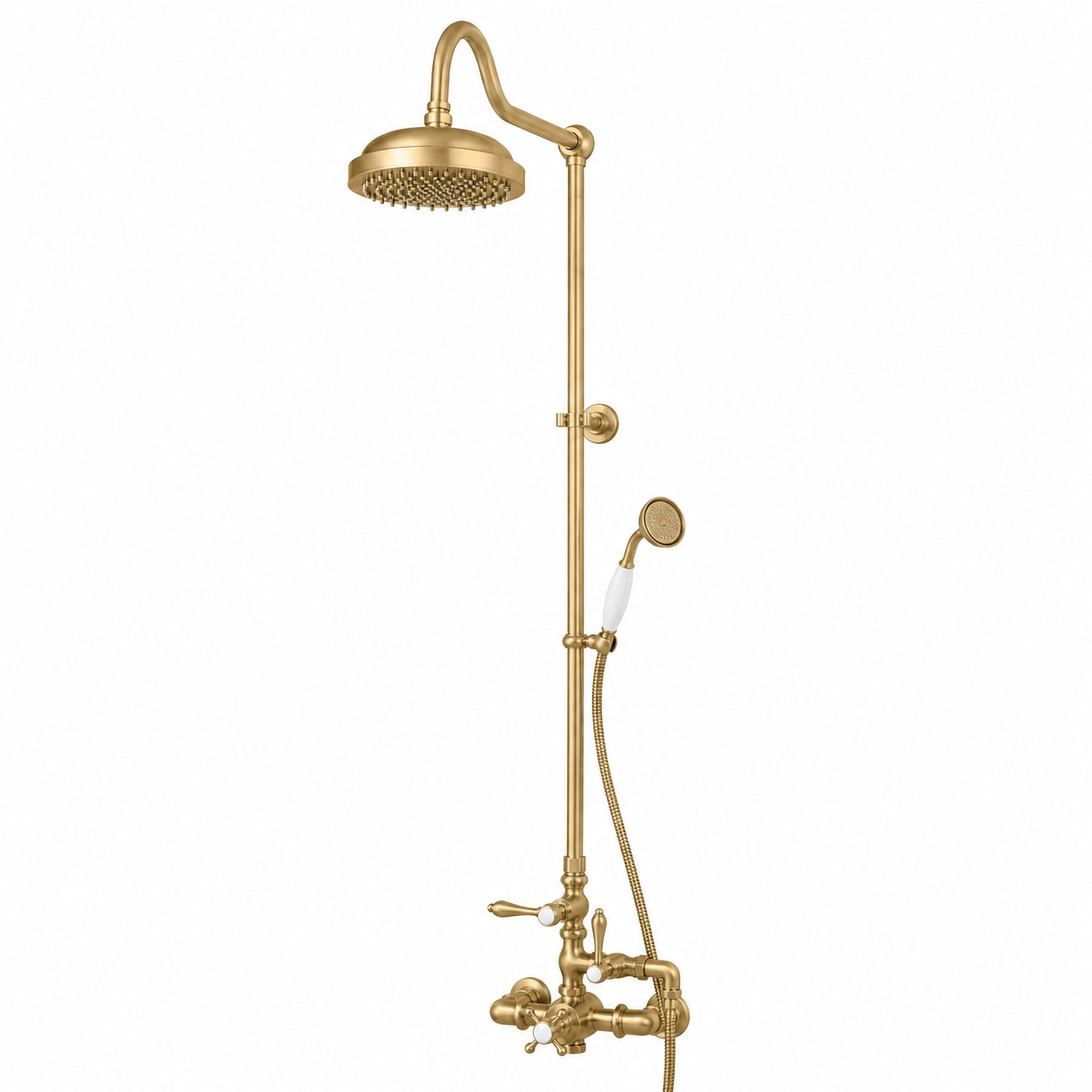 Exposed Thermostatic Shower and Handheld P0902 | Strom Living Raw Brass - Showers