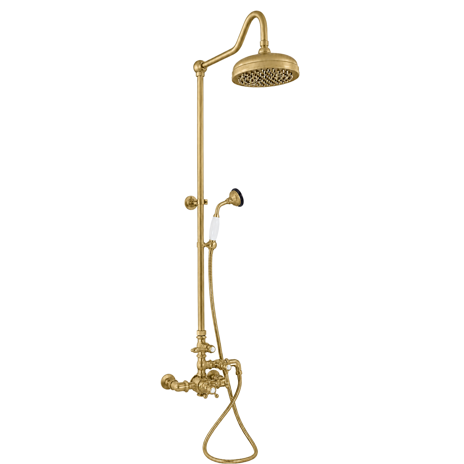 Exposed Thermostatic Shower and Handheld P0902 | Strom Living Raw Brass - Showers