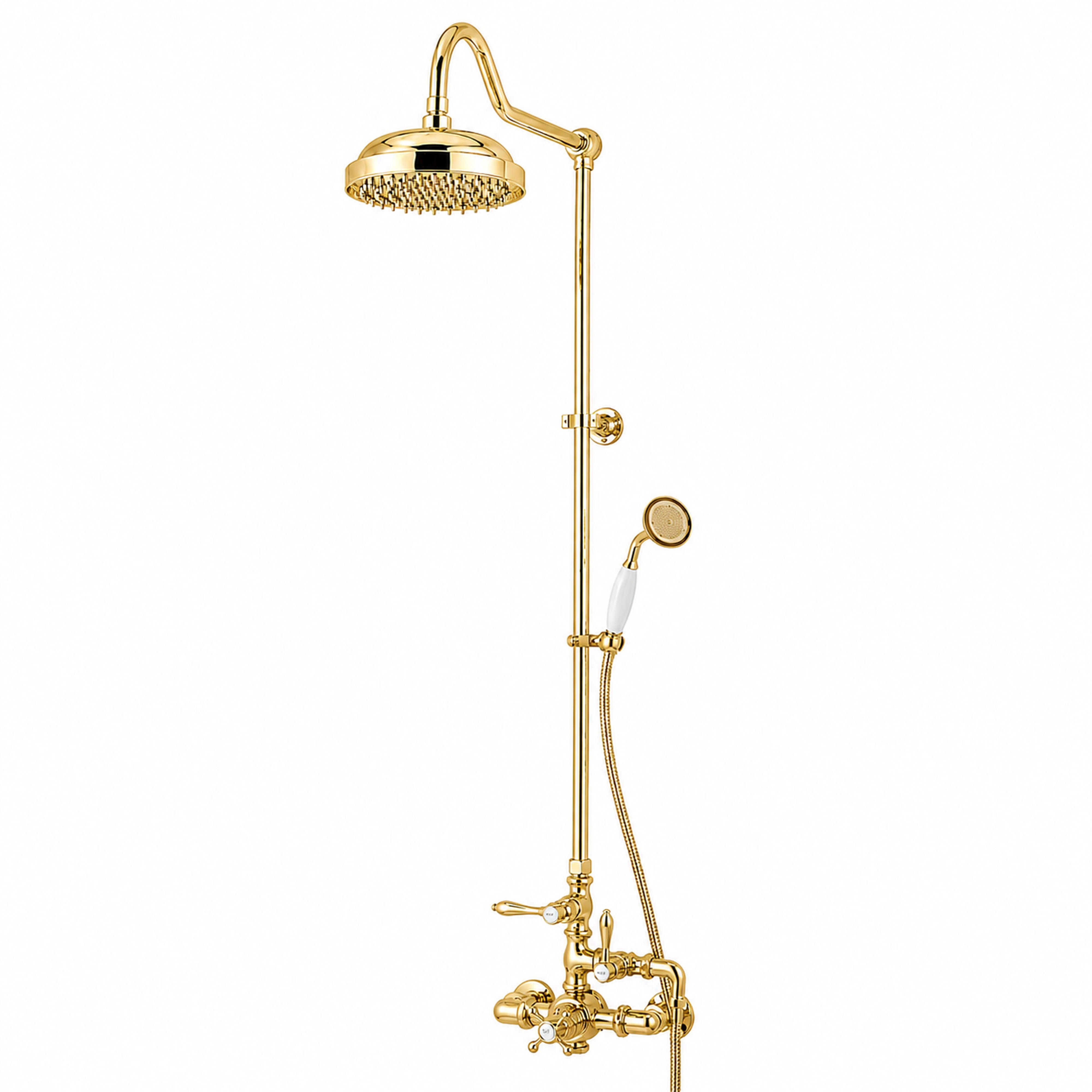 Exposed Thermostatic Shower and Handheld P0902 | Strom Living Polished Brass 60" - Showers