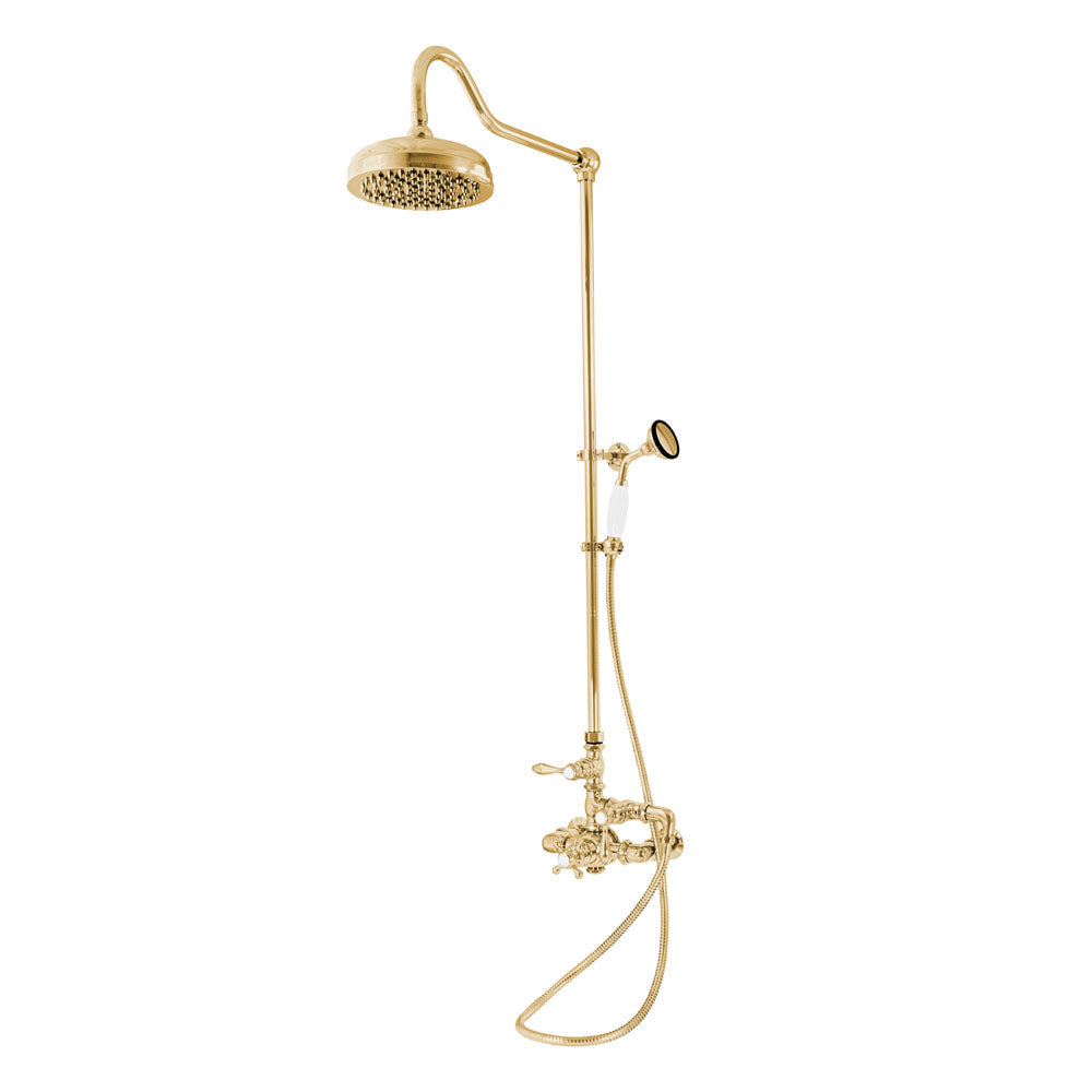 Exposed Thermostatic Shower and Handheld P0902 | Strom Living Satin Brass - Showers