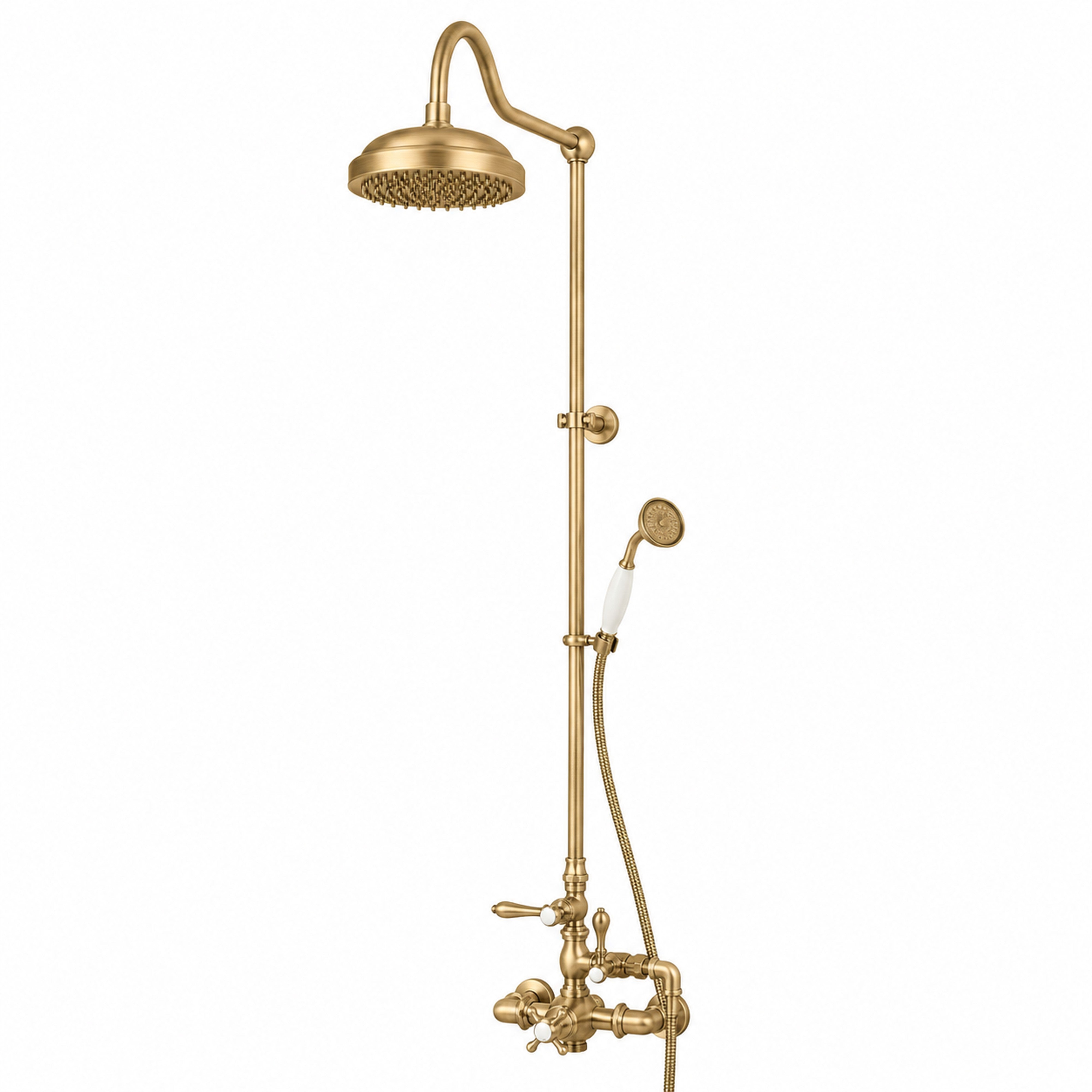 Exposed Thermostatic Shower and Handheld P0902 | Strom Living Satin Brass - Showers