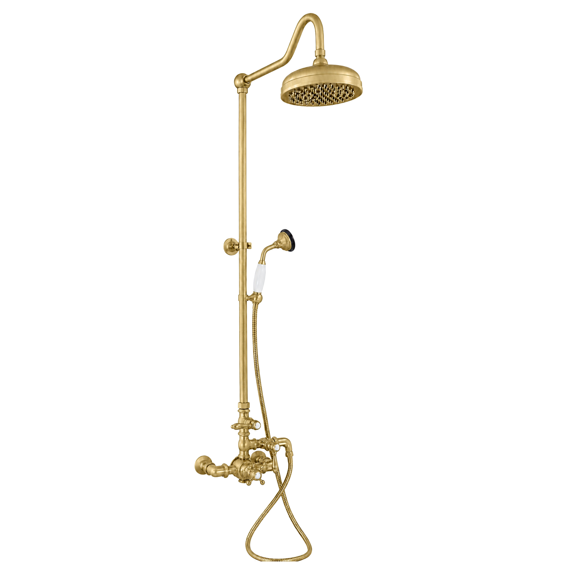 Exposed Thermostatic Shower and Handheld P0902 | Strom Living Satin Brass - Showers