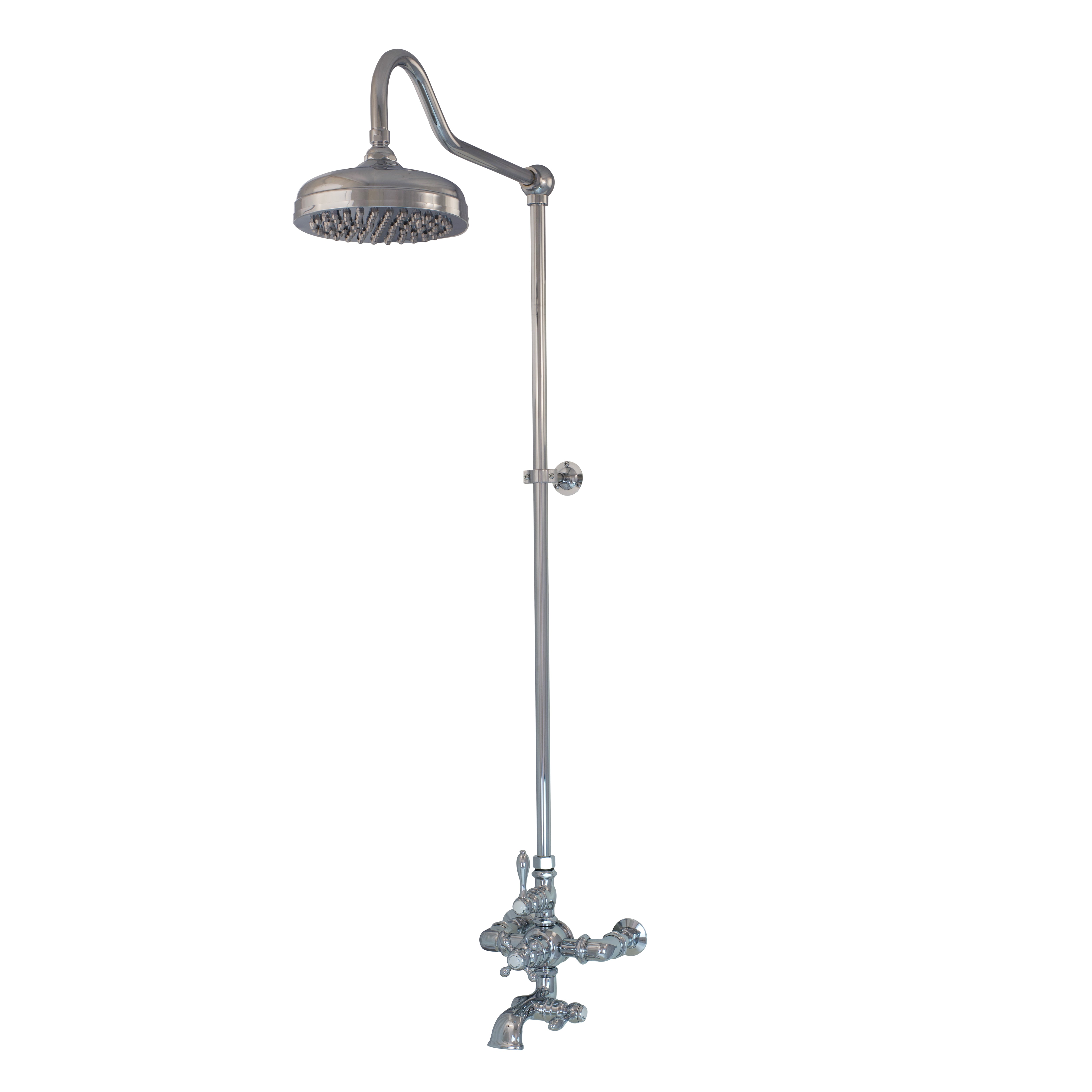 Exposed Thermostatic Shower System Wall Mounted with 1.75 GPM Spout Lever/Cross Handles