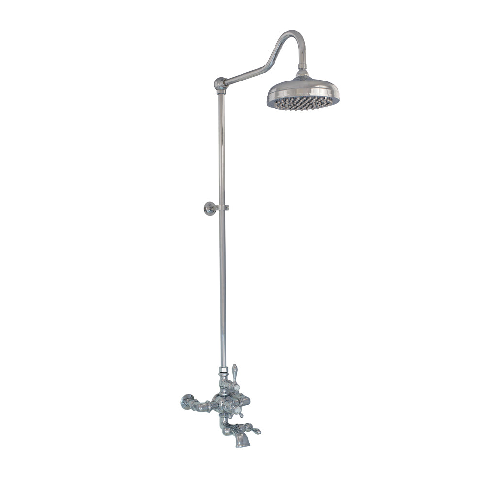 Exposed Thermostatic Shower System Wall Mounted with 1.75 GPM Spout Lever/Cross Handles