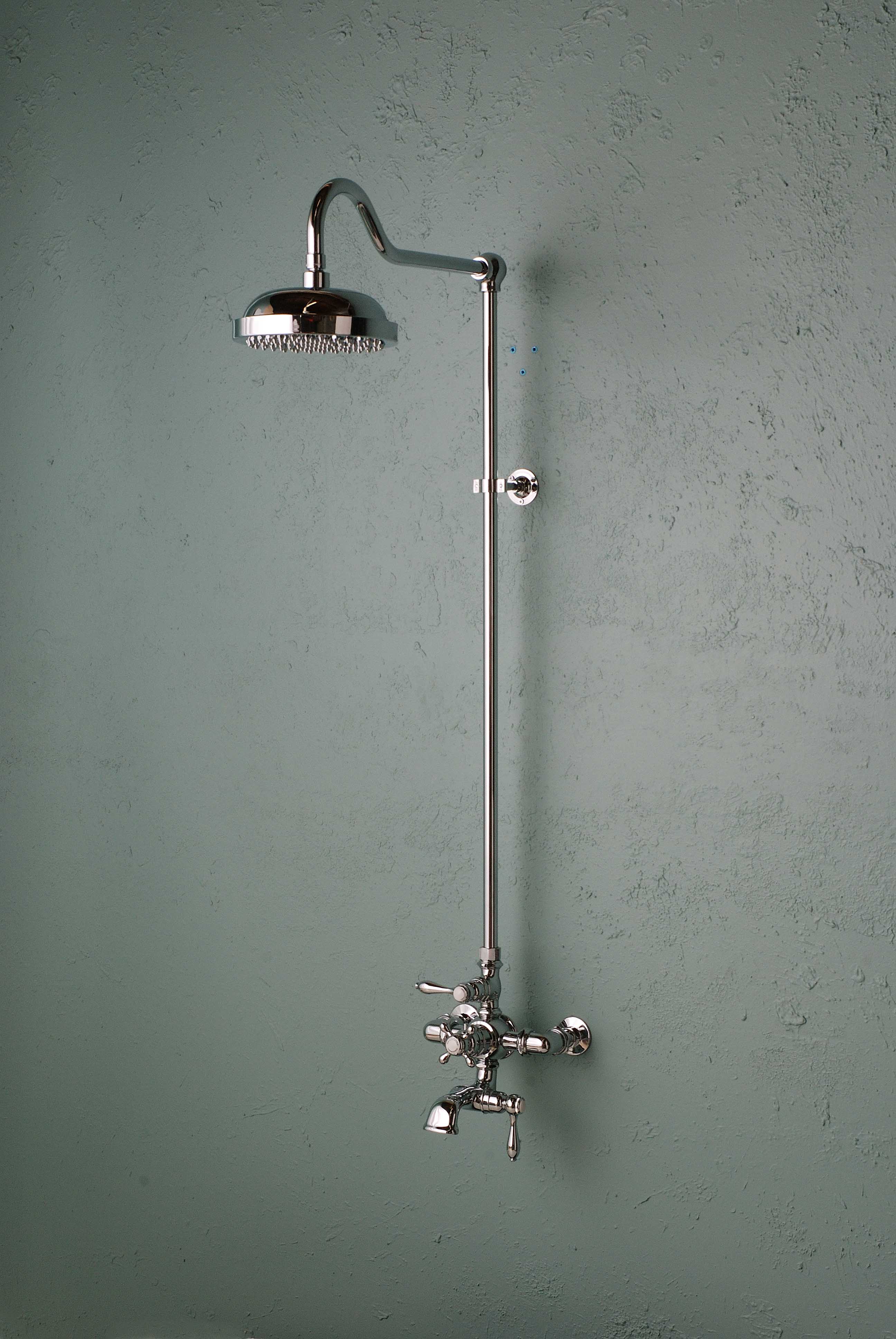 Exposed Thermostatic Shower System Wall Mounted with 1.75 GPM Spout Lever/Cross Handles