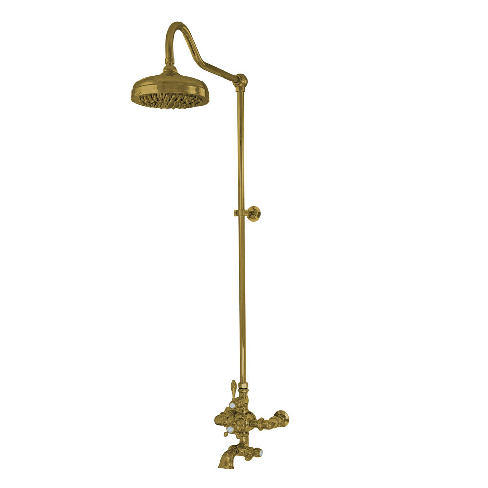 Exposed Thermostatic Shower System Wall Mounted with 1.75 GPM Spout Lever/Cross Handles