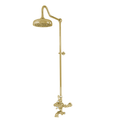 Exposed Thermostatic Shower System Wall Mounted with 1.75 GPM Spout Lever/Cross Handles