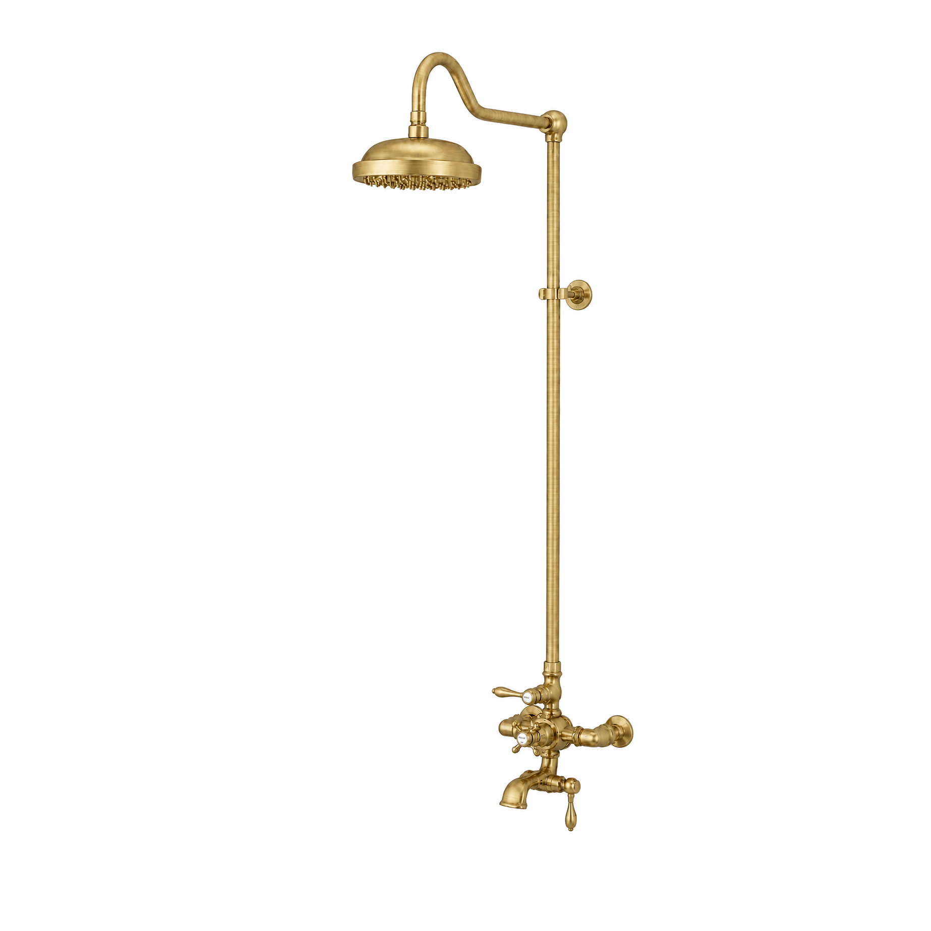 Thermostatic Shower System with Tub Spout P0903 | Strom Living Satin Brass - Showers