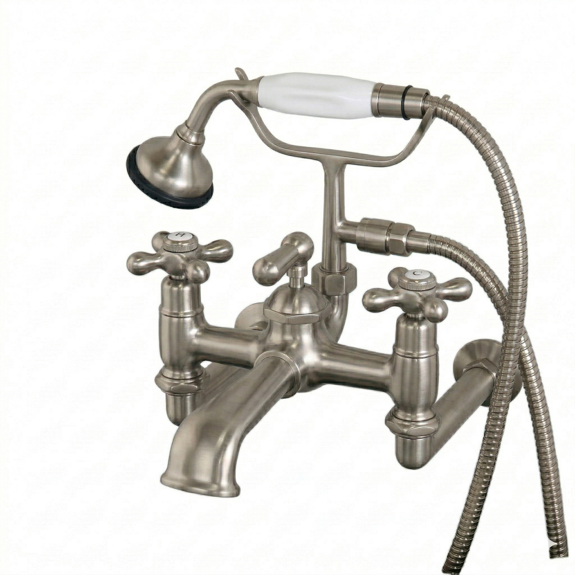 Wall Mount Tub Faucet w/ Handheld Shower P0905 | Strom Living Matte Nickel - Tub Fillers