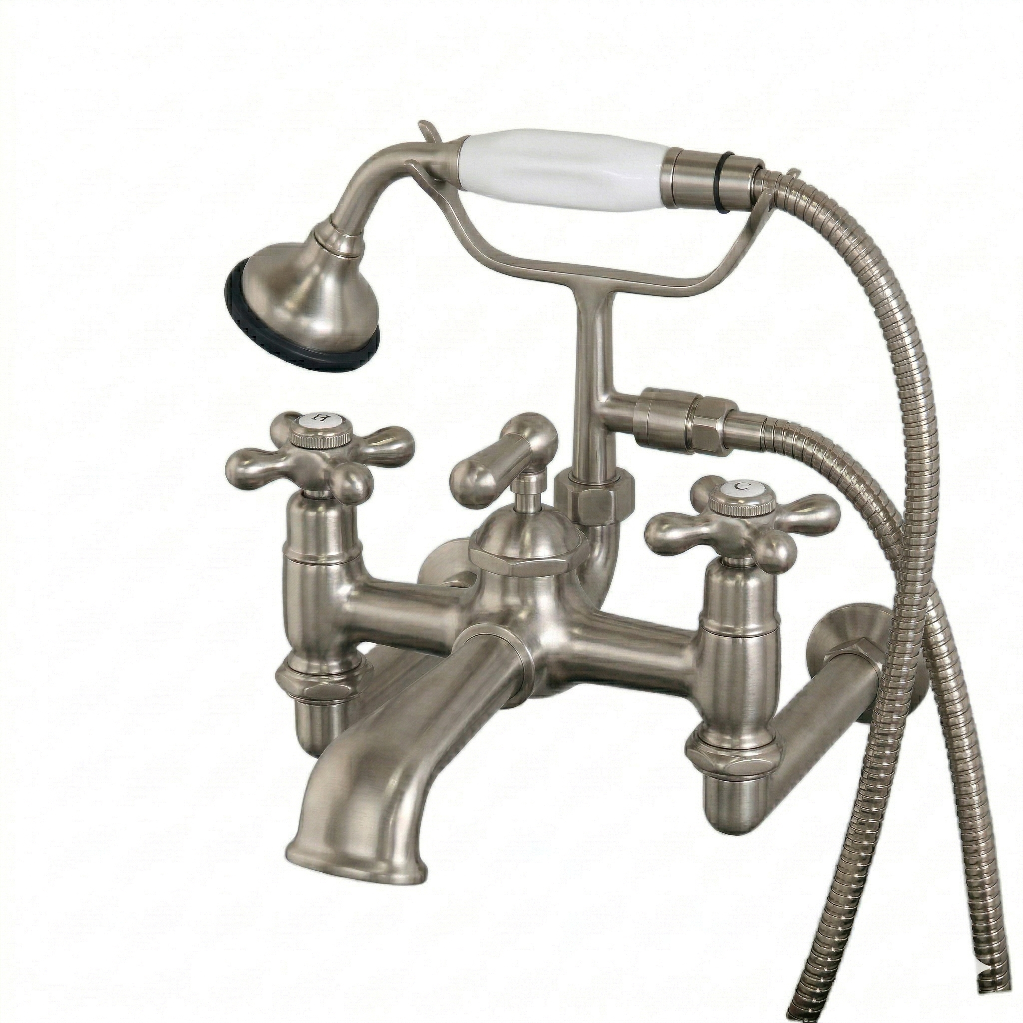 Wall Mount Tub Faucet w/ Handheld Shower P0905 | Strom Living Matte Nickel - Tub Fillers
