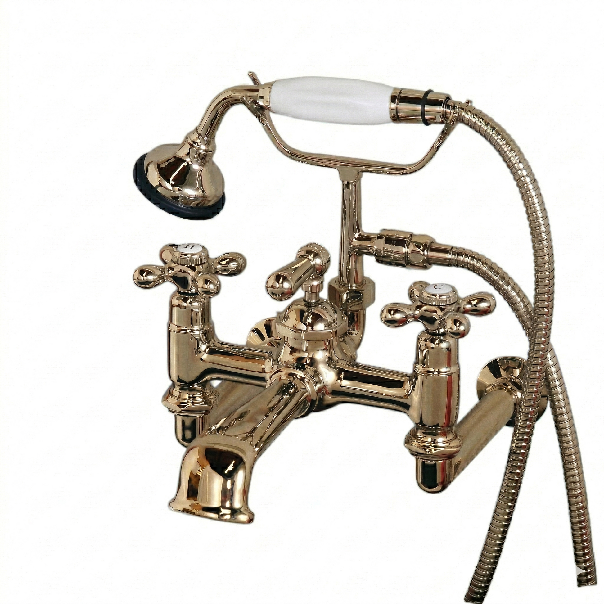Wall Mount Tub Faucet w/ Handheld Shower P0905 | Strom Living Polished Nickel - Tub Fillers