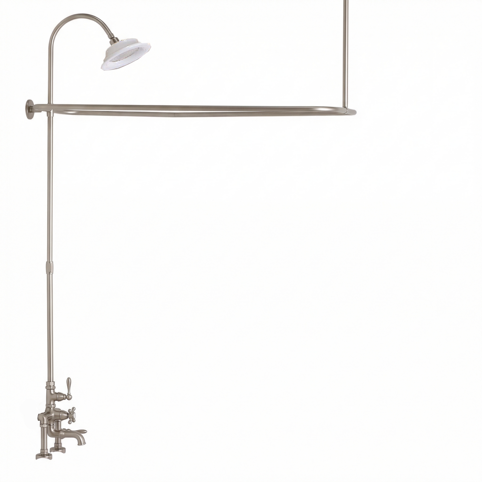 Thermostatic Tub Enclosure Shower System P0918 | Strom Living Matte Nickel 45" x 25" (3 4" OD) Enclosure - Showers