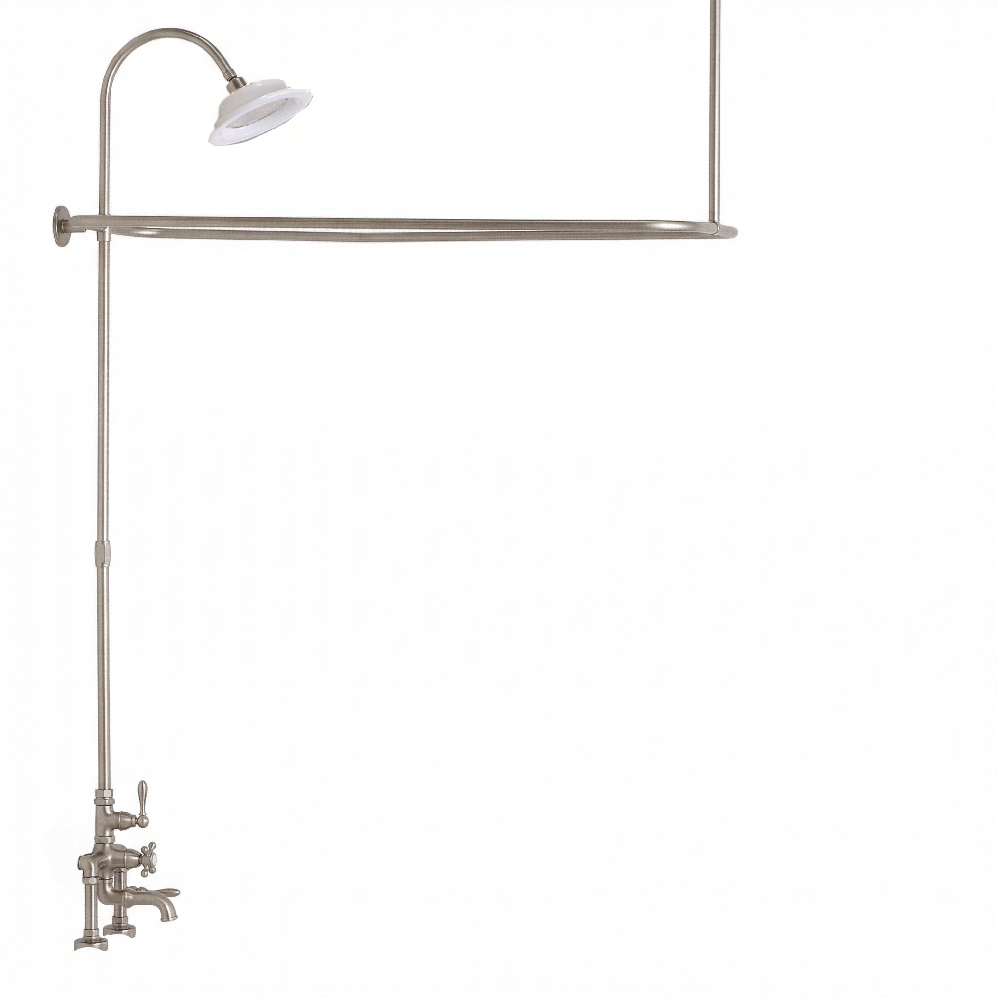 Thermostatic Tub Enclosure Shower System P0918 | Strom Living Matte Nickel 57" x 31" (3 4" OD) Enclosure - Showers