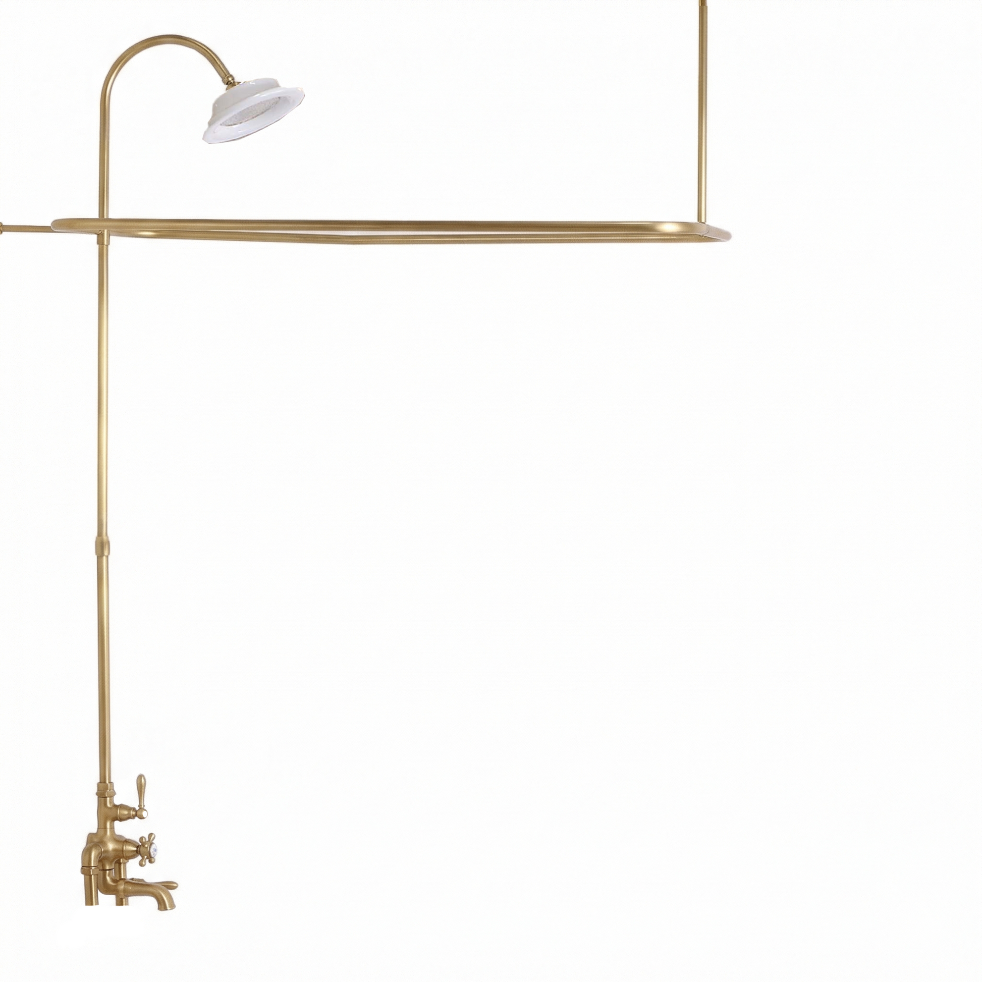 Thermostatic Tub Enclosure Shower System P0918 | Strom Living Raw Brass 57" x 31" (3 4" OD) Enclosure - Showers
