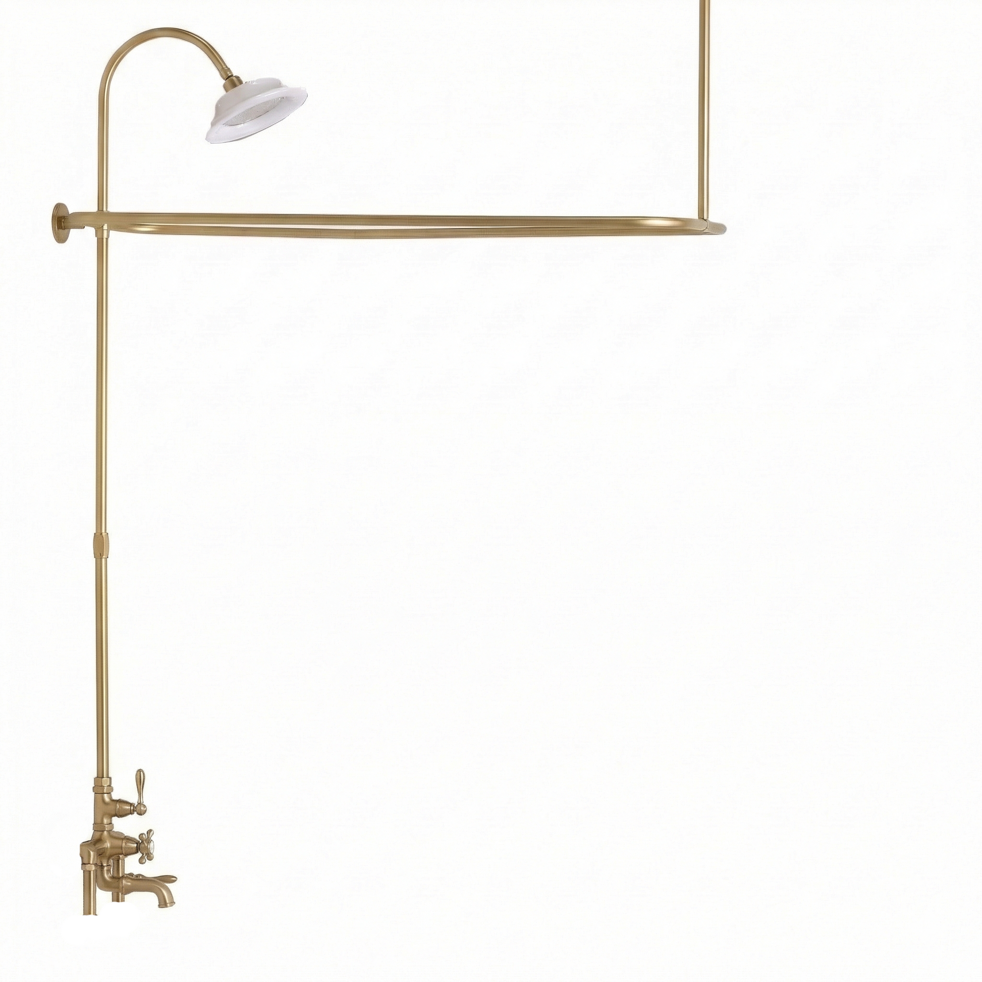 Thermostatic Tub Enclosure Shower System P0918 | Strom Living Satin Brass 45" x 25" (3 4" OD) Enclosure - Showers