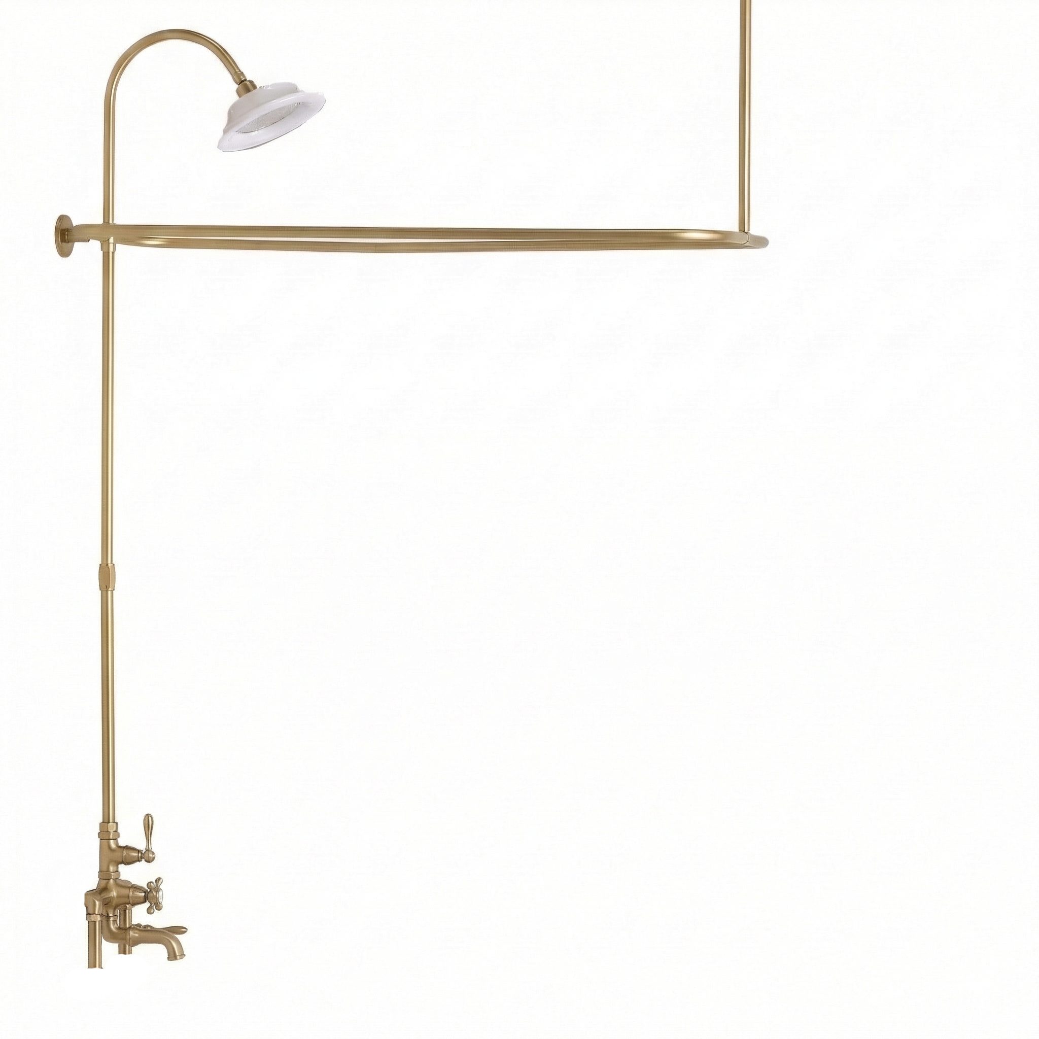 Thermostatic Tub Enclosure Shower System P0918 | Strom Living Satin Brass 45" x 25" (3 4" OD) Enclosure - Showers