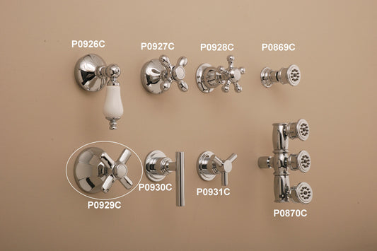 Strom Living Mississippi Shower Control Set with Cross Handle and Escutcheon