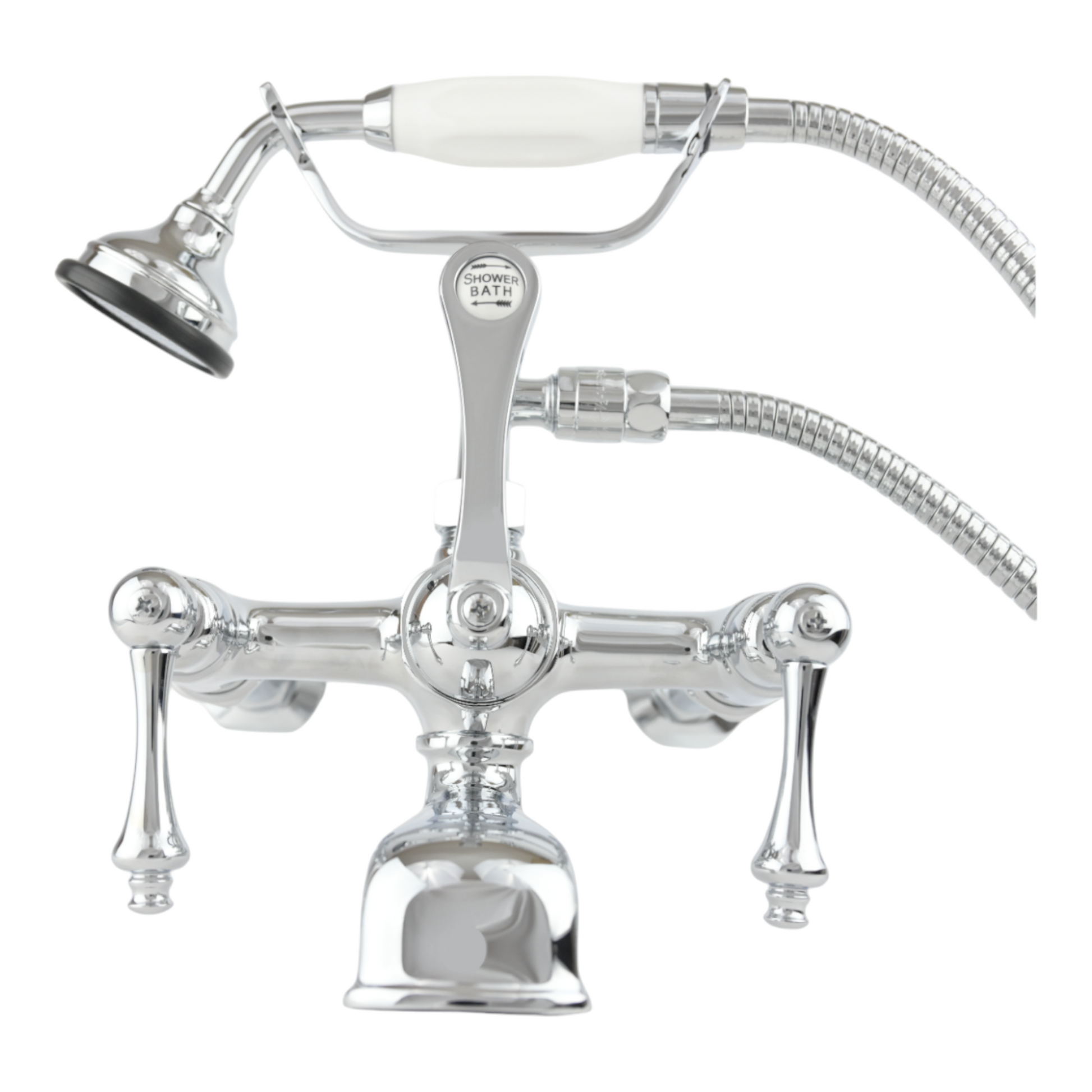 British Telephone Tub Faucet with Handheld Shower, Inlet Cradle and Diverter Handle P0944 | Strom Living Chrome Lever Handles 2 - Tub Fillers