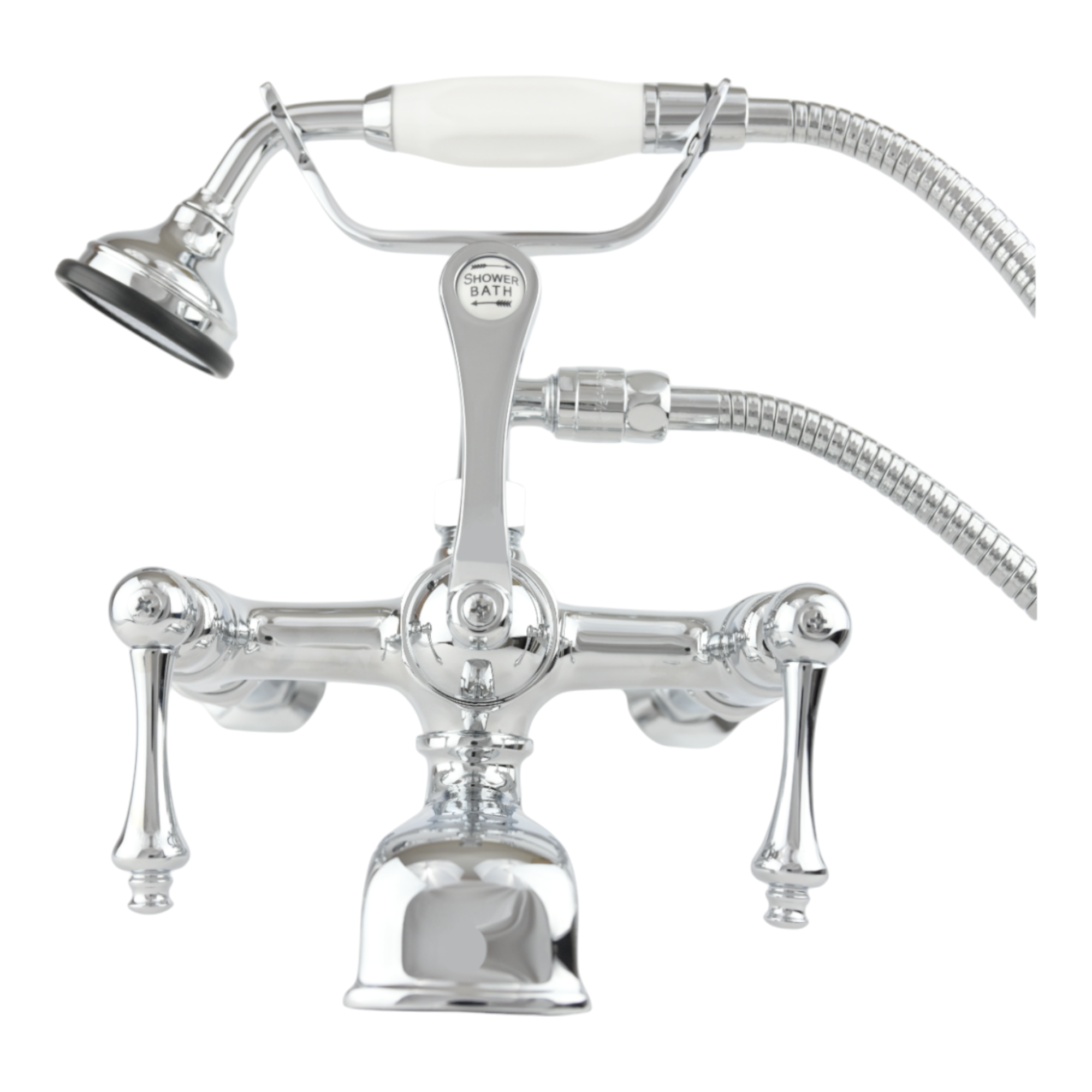 British Telephone Tub Faucet with Handheld Shower, Inlet Cradle and Diverter Handle P0944 | Strom Living Chrome Lever Handles 2 - Tub Fillers