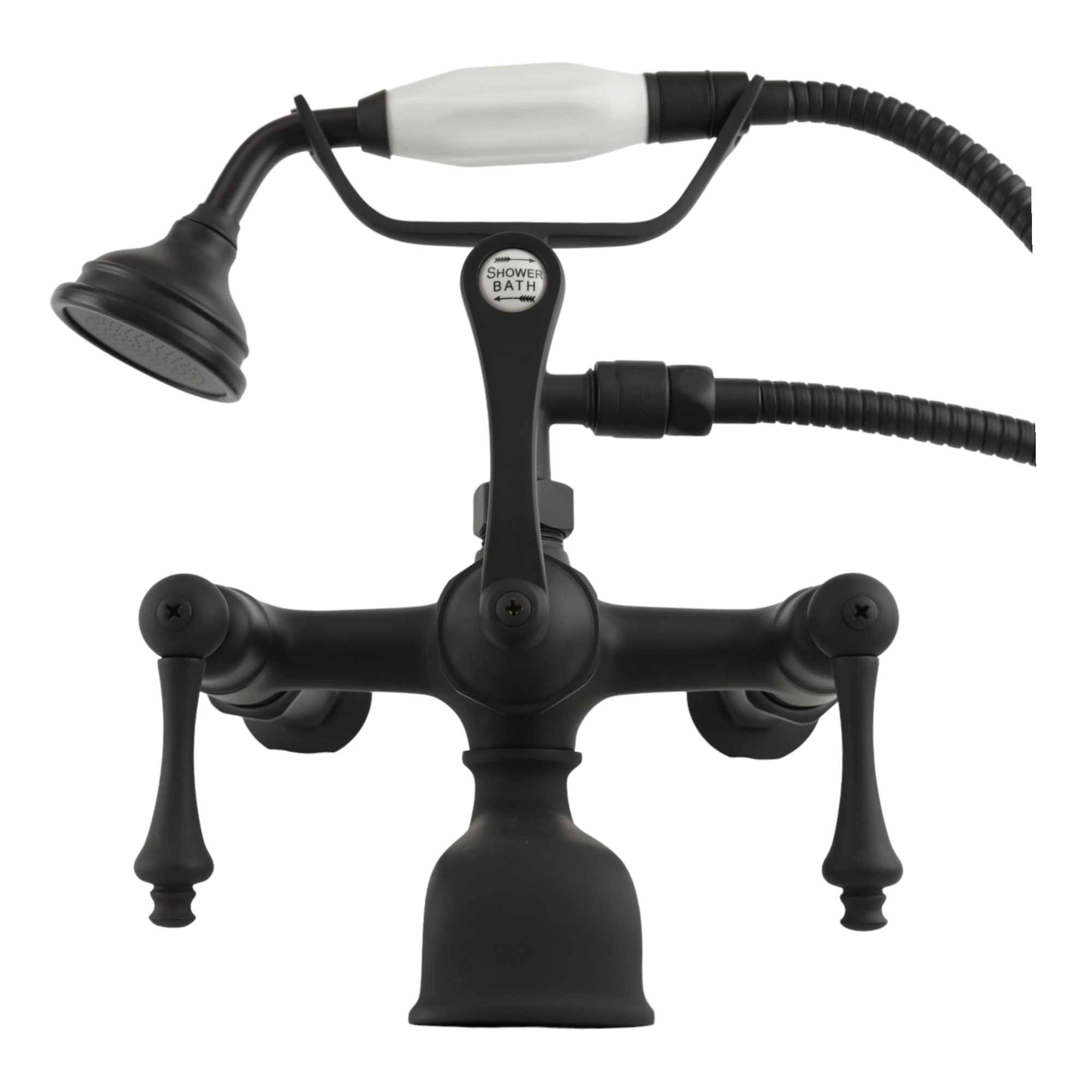British Telephone Tub Faucet with Handheld Shower, Inlet Cradle and Diverter Handle P0944 | Strom Living Oil Rubbed Bronze Lever Handles 2 - Tub Fillers