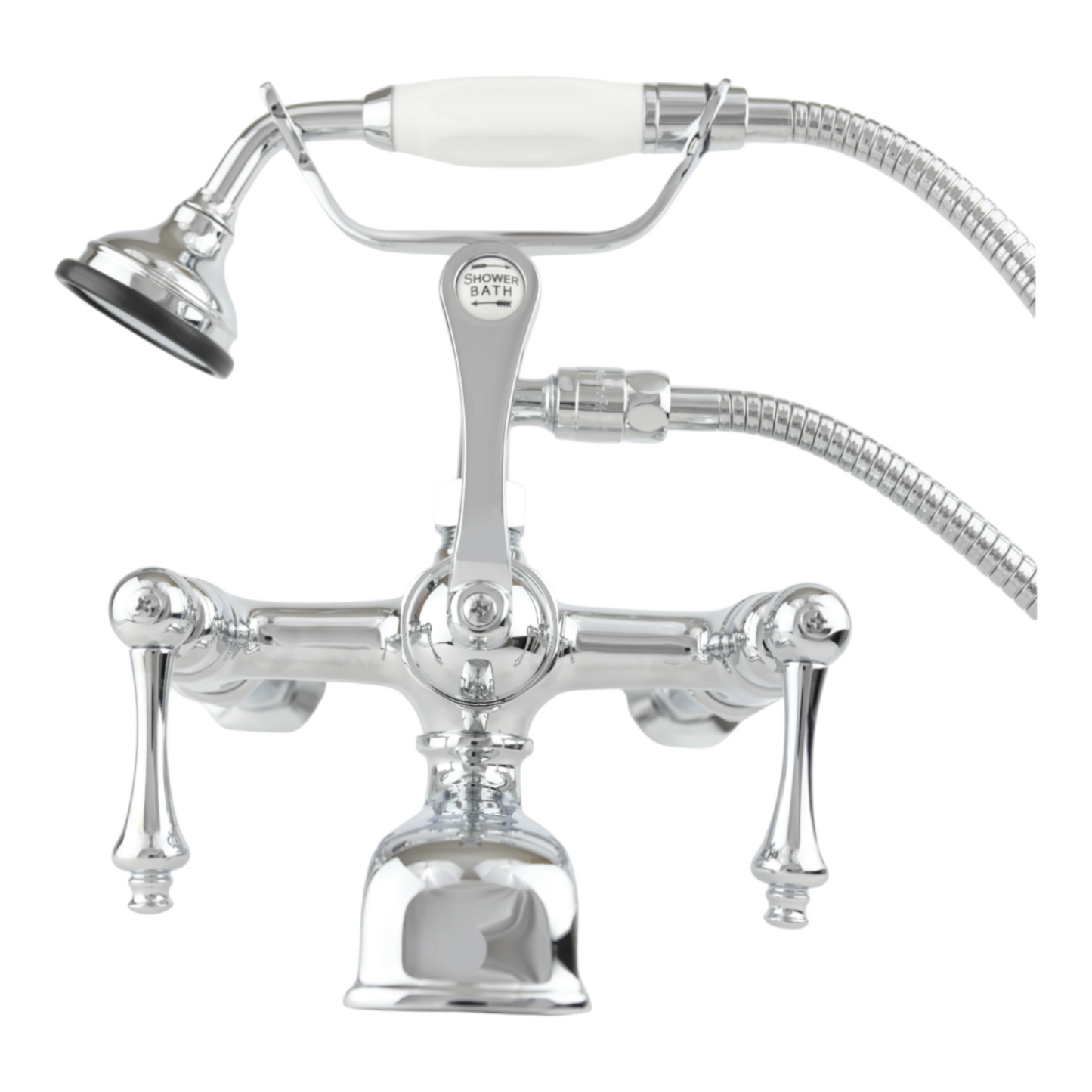 Strom Living British Telephone Tub Faucet with Handheld Shower, Inlet Cradle and Diverter Handle
