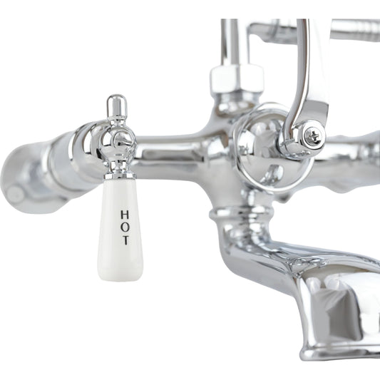 Strom Living British Telephone Tub Faucet with Handheld Shower, Inlet Cradle and Diverter Handle