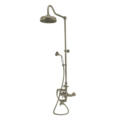 Exposed Thermostatic Shower System Wall Mounted with 1.75 GPM Tub Filler Handshower and Lever/Cross Handles