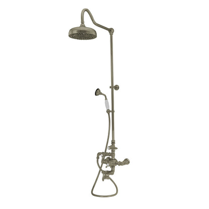 Exposed Thermostatic Shower System Wall Mounted with 1.75 GPM Tub Filler Handshower and Lever/Cross Handles