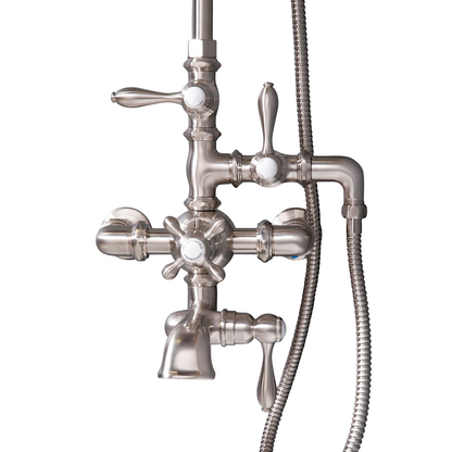 Exposed Thermostatic Shower System Wall Mounted with 1.75 GPM Tub Filler Handshower and Lever/Cross Handles
