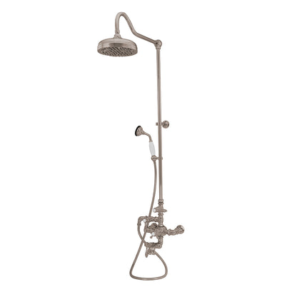 Exposed Thermostatic Shower System Wall Mounted with 1.75 GPM Tub Filler Handshower and Lever/Cross Handles
