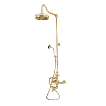 Exposed Thermostatic Shower System Wall Mounted with 1.75 GPM Tub Filler Handshower and Lever/Cross Handles