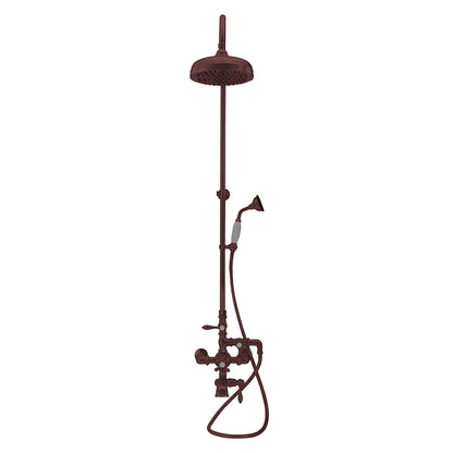 Exposed Thermostatic Shower System Wall Mounted with 1.75 GPM Tub Filler Handshower and Lever/Cross Handles