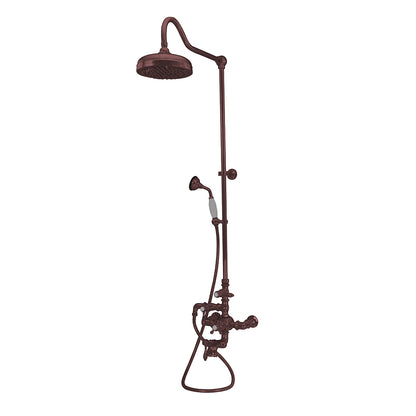 Exposed Thermostatic Shower System Wall Mounted with 1.75 GPM Tub Filler Handshower and Lever/Cross Handles