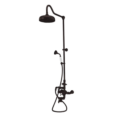 Exposed Thermostatic Shower System Wall Mounted with 1.75 GPM Tub Filler Handshower and Lever/Cross Handles